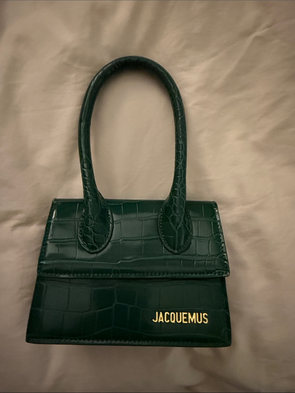 Forest Green Croc-Embossed Mini Tote